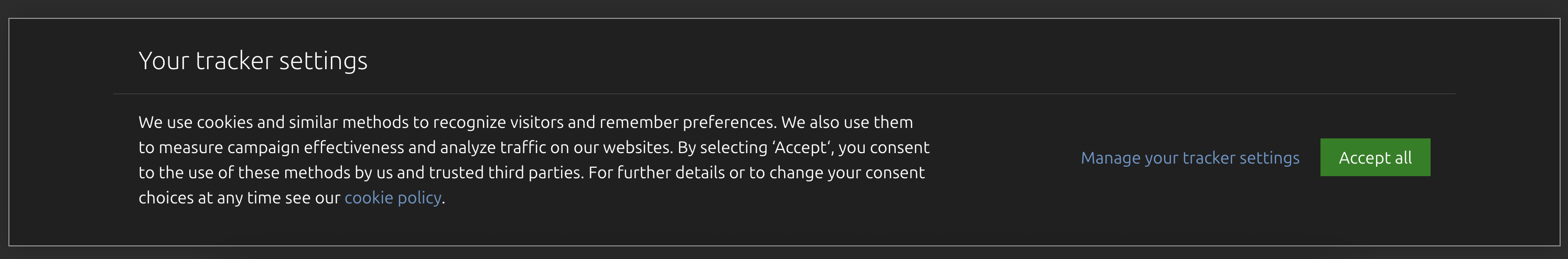 Cookie policy banner