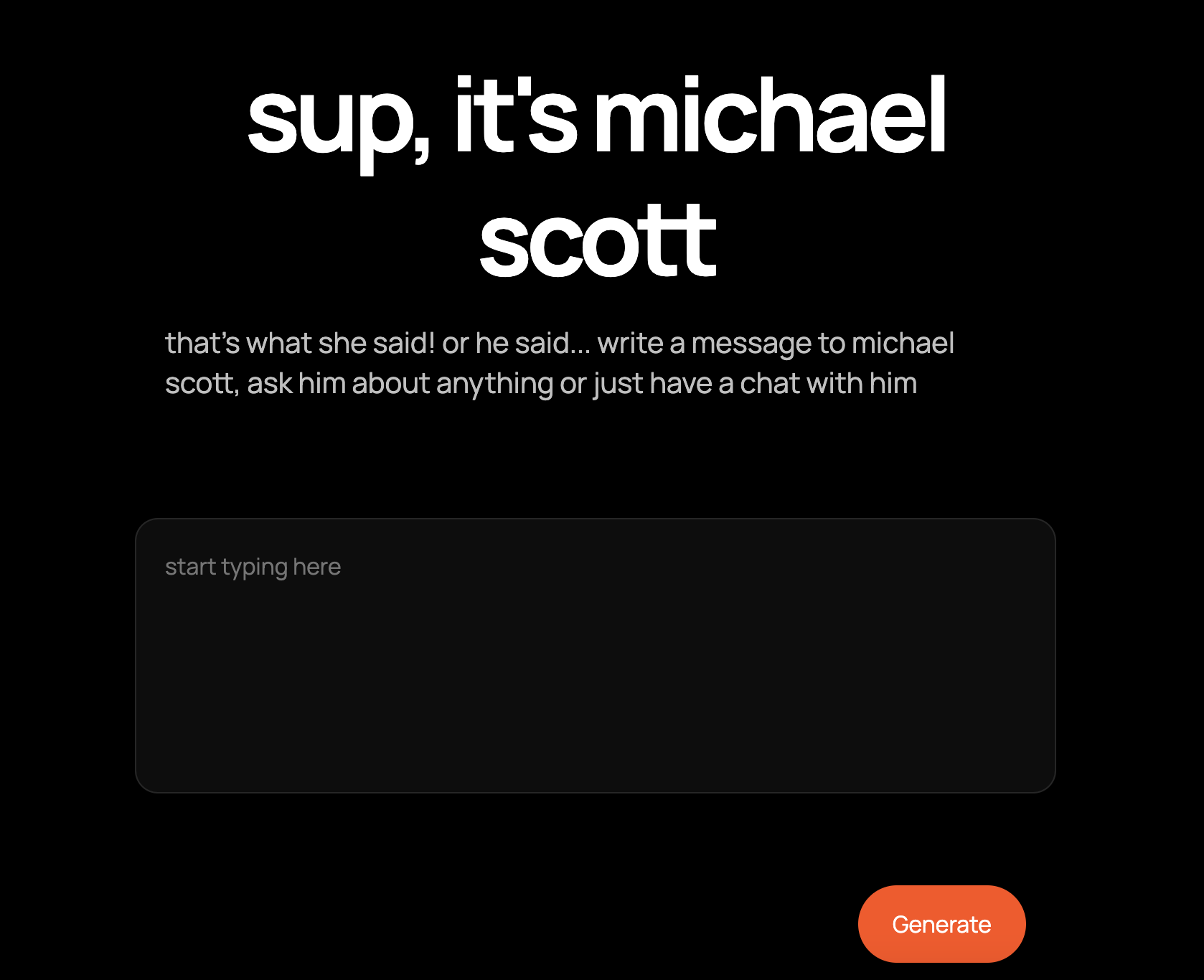 Landing page of Michael Scott GPT-3 project
